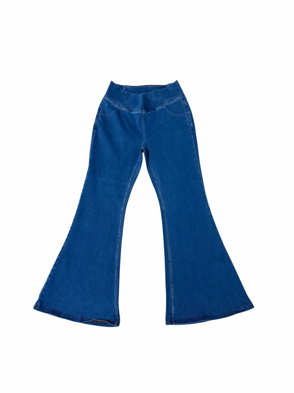 Flared High-Rise Denim Jeans in Deep Blue